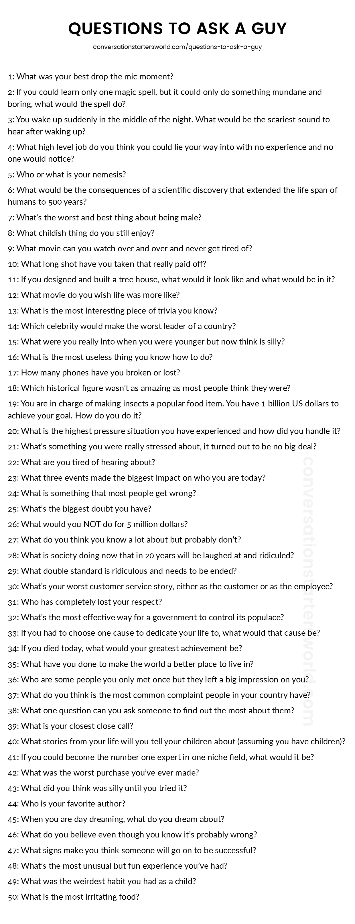 200 Questions to Ask a Guy - The only list you'll need.