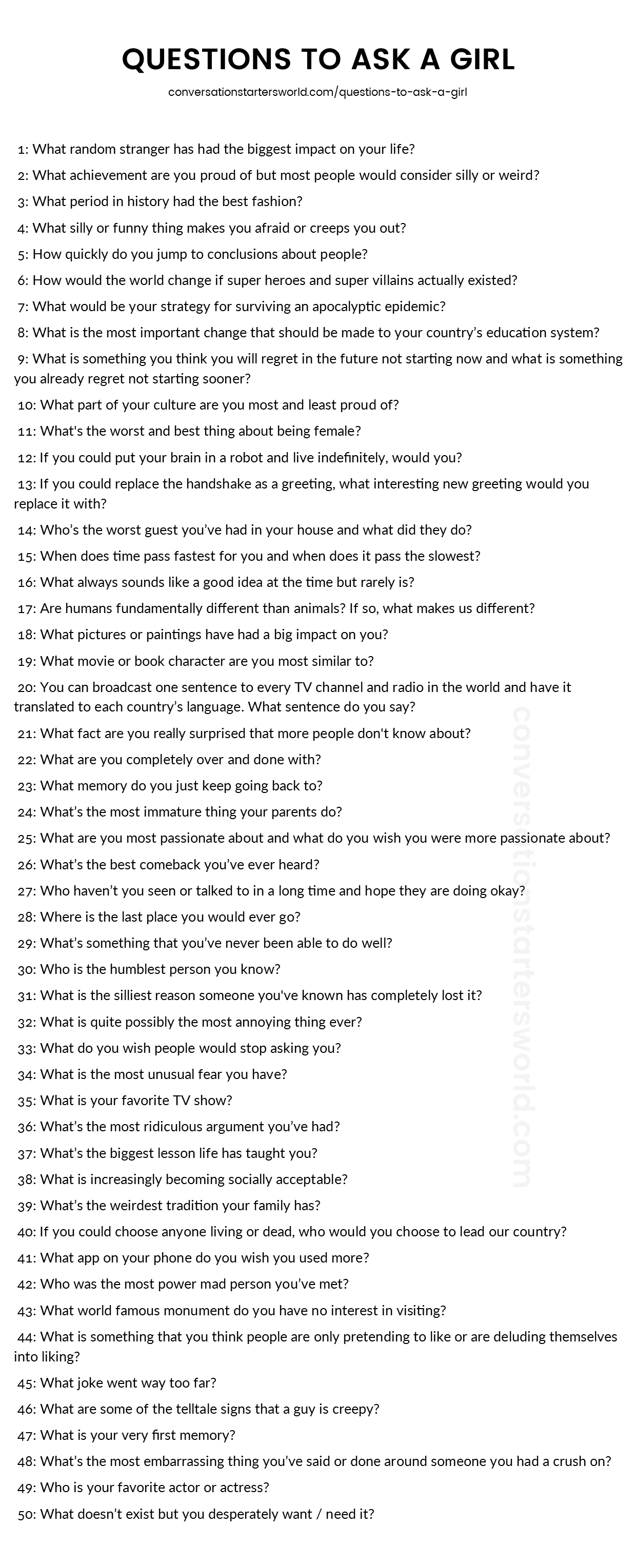 200 Questions To Ask A Girl The Only List You Ll Need