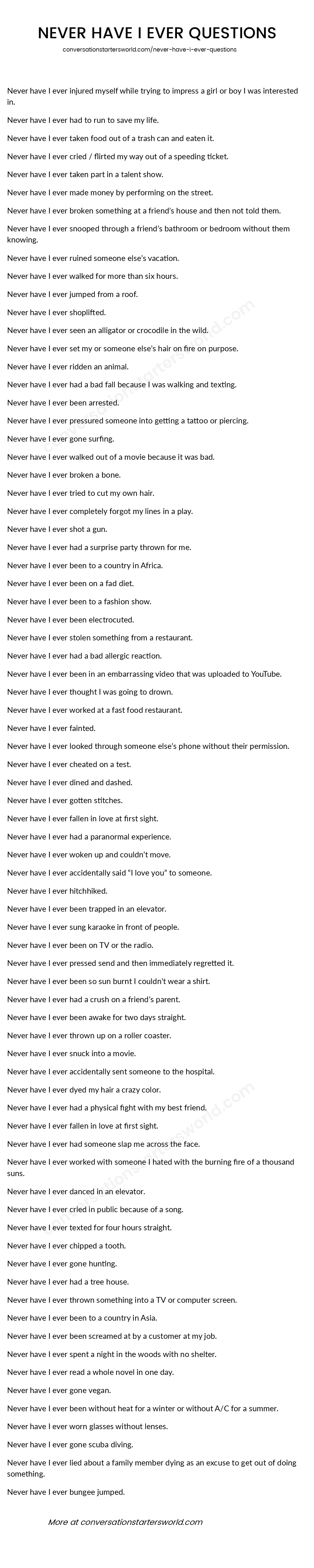 Never Have I Ever Questions Printable Lists Printable 